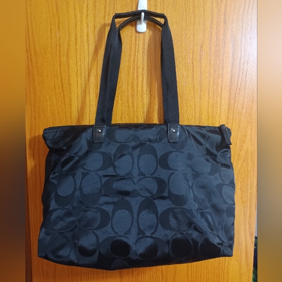 Coach Black Nylon Fabric & Patent Leather Large Diaper/Baby Bag EUC - Picture 3 of 8